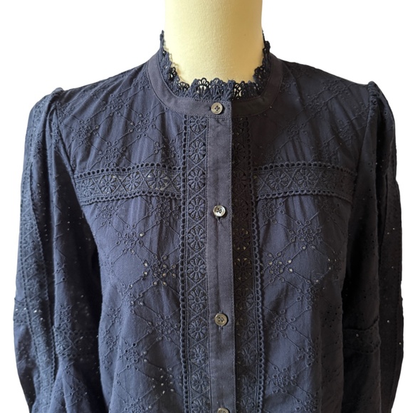 J MCLAUGHLIN FRANCOIS TOP EYELET COTTON BREATHABLE FEMININE BUTTON FRONT CHIC S - Picture 3 of 11